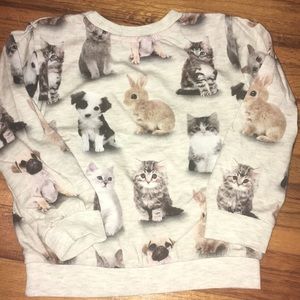 H&M long sleeve dog, cat & rabbit shirt
